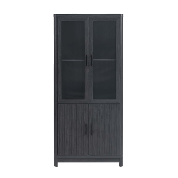 Manhattan Comfort Jodie Bookcase made from Engineered Wood in Charcoal Gray