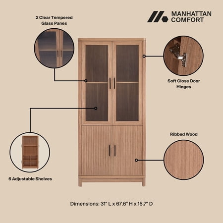 Manhattan Comfort Jodie Bookcase made from Engineered Wood in Maple