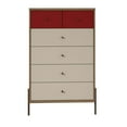 thumbnail image 1 of Manhattan Comfort Joy 48.43" Tall Dresser with 6 Full Extension Drawers in Red and Off White, 1 of 3