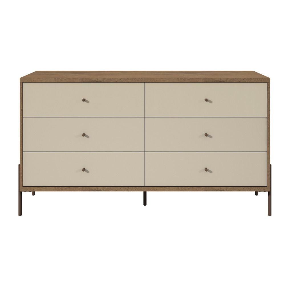 Manhattan Comfort Joy 59" Wide Double Dresser with 6 Full Extension Drawers in Off White