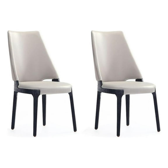 Manhattan Comfort Kara Dining Side Chair from Solid Wood in Light Gray- Set of 2