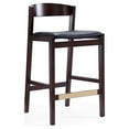 thumbnail image 1 of Manhattan Comfort Klismos 26.5" Faux Leather Counter Stool in Black/Walnut, 1 of 5