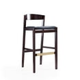 thumbnail image 1 of Manhattan Comfort Klismos 30.5" Faux Leather Barstool in Black/Walnut, 1 of 5