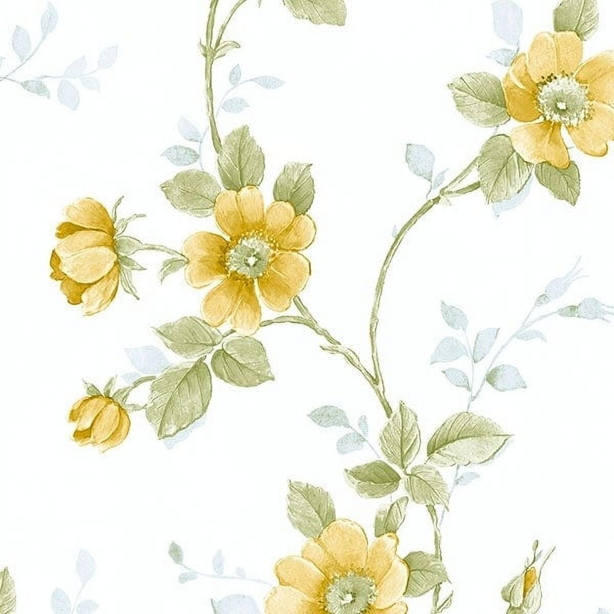 Manhattan Comfort La Vergne 32.7 Ft. x 20.5 In. Vinyl Yellow Poppies Wallpaper Covering