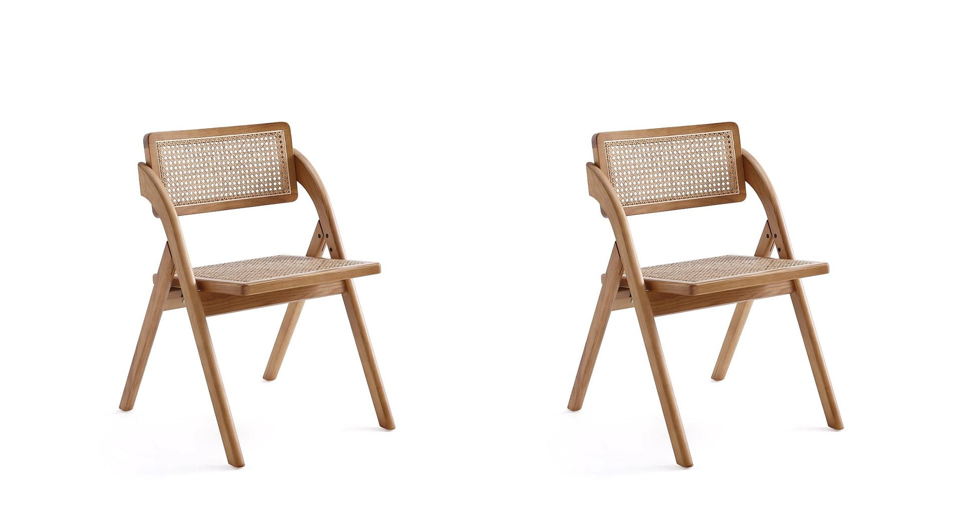 Lambinet Nature Cane Folding Side Chair Set in Ash Wood