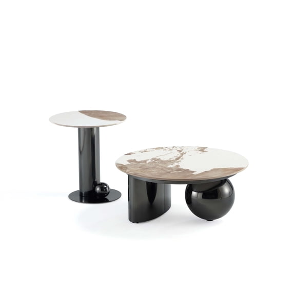 Manhattan Comfort Laurel 2-Piece Modern Coffee Table and End Table Set in Black