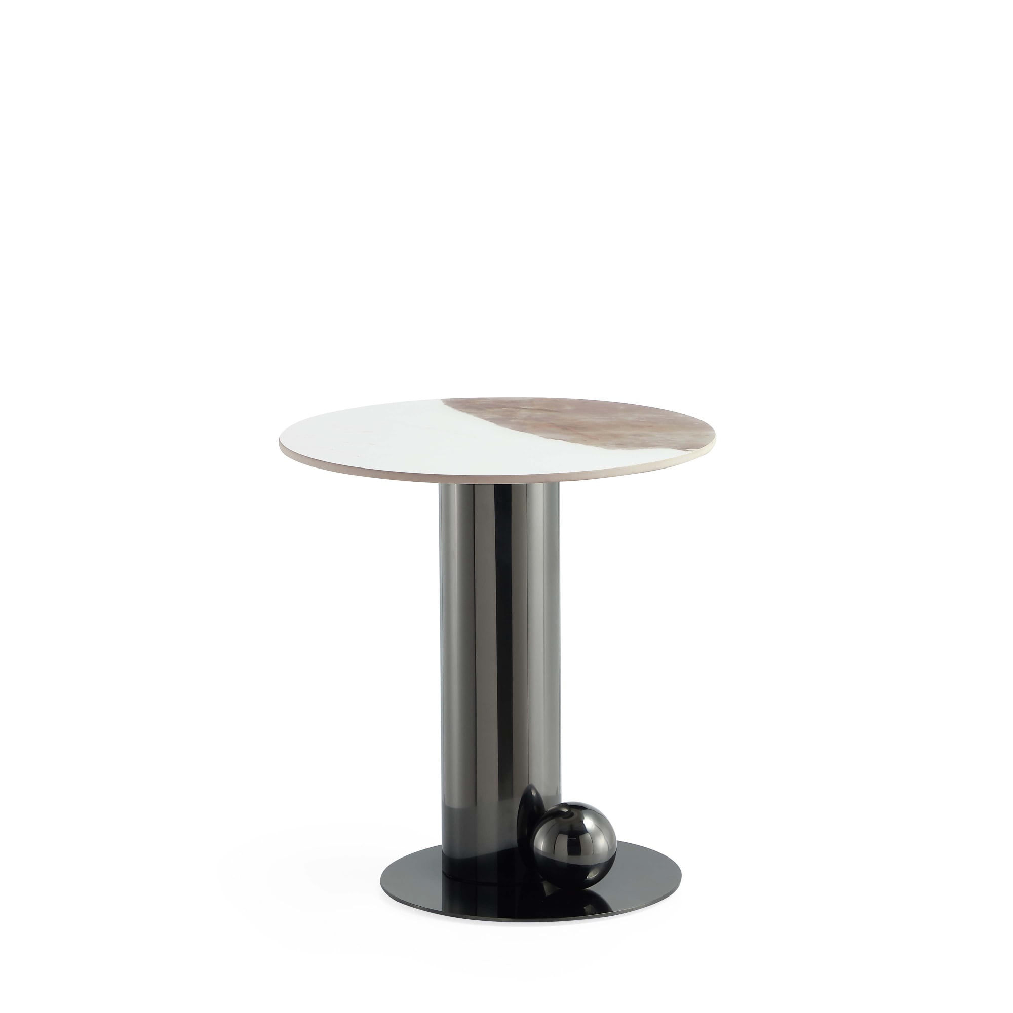 Modern Black and White Sintered Stone Round Accent Table