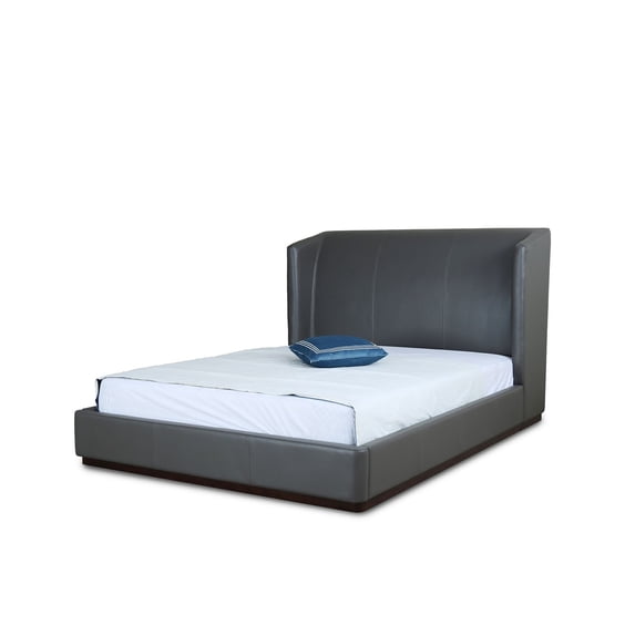 Manhattan Comfort Lenyx Faux Leather Full Size Bed Frame in Graphite Gray