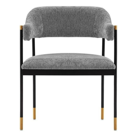 Manhattan Comfort Lia Dining Armchair with Metal Frame in Gray