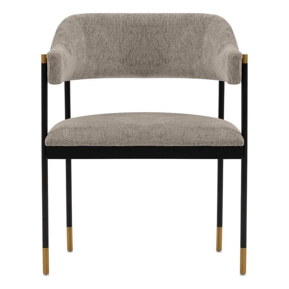 Manhattan Comfort Lia Dining Armchair with Metal Frame in Stone