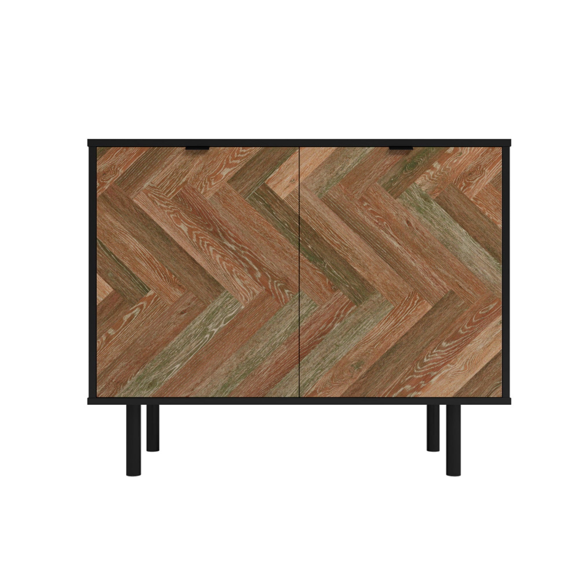 Liam Brown and Black Mid-Century Modern Accent Cabinet