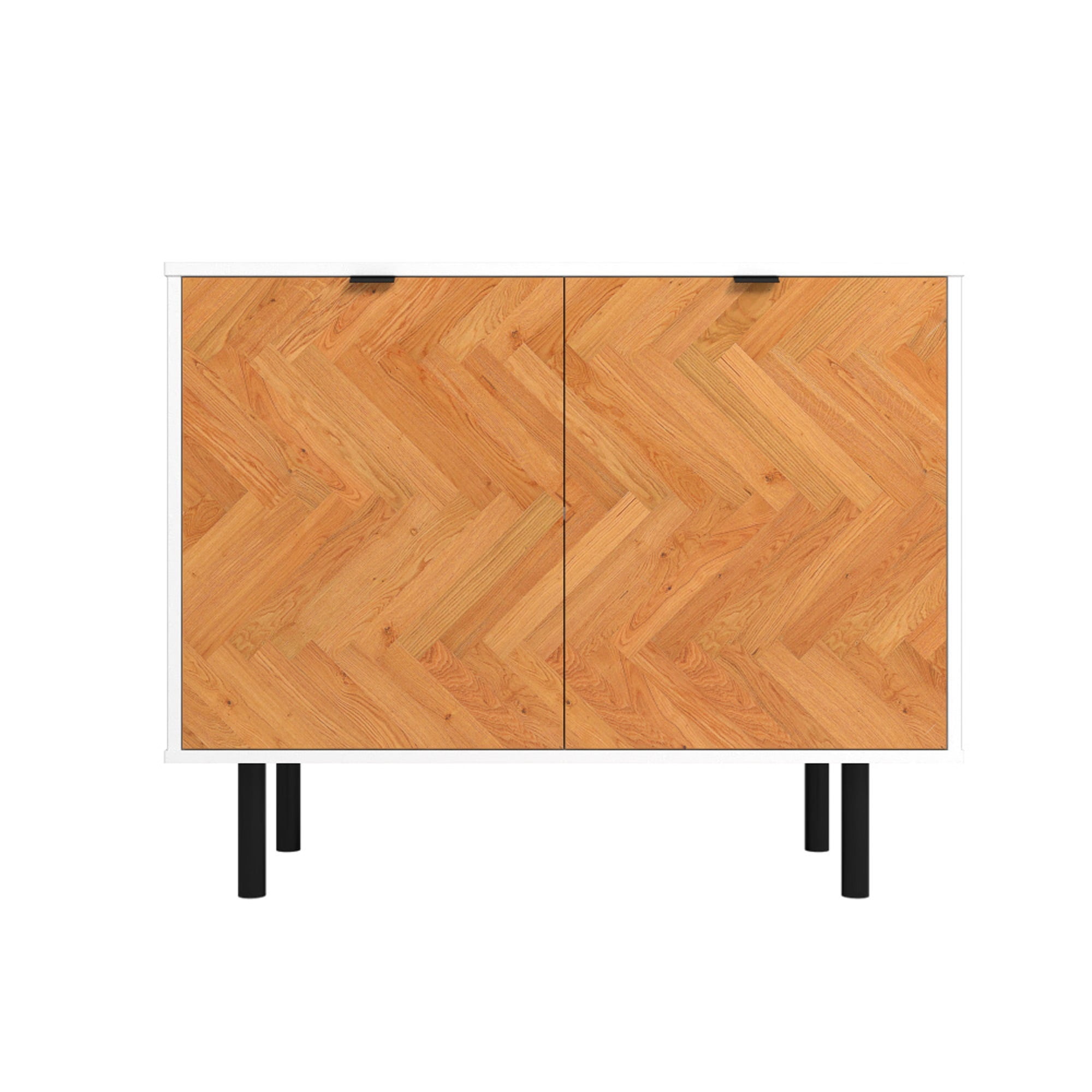 Liam White and Wood Mid-Century Modern Accent Cabinet