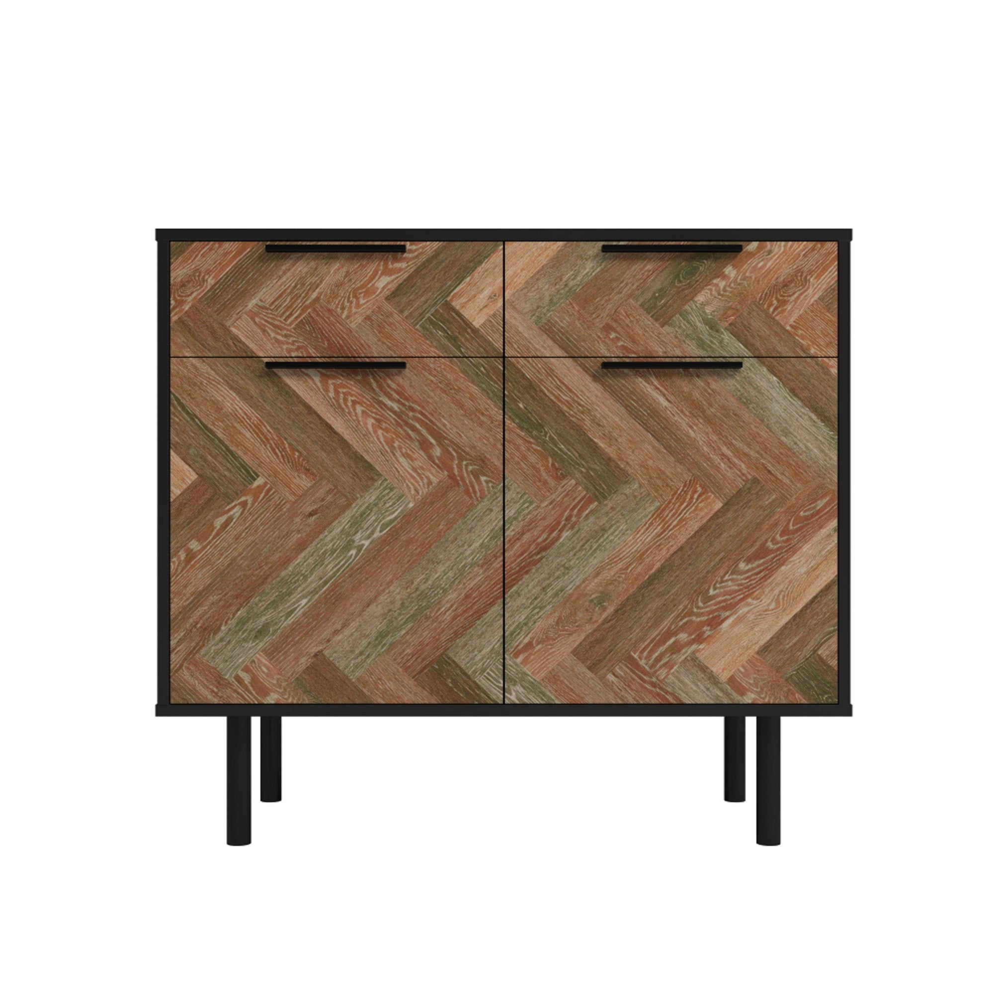 Mid-Century Modern Black and Brown Wood Buffet Sideboard