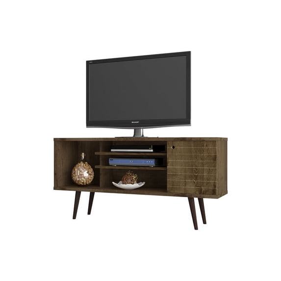 Manhattan Comfort Liberty 53 Inch Mid Century Modern TV Stand, Rustic Brown