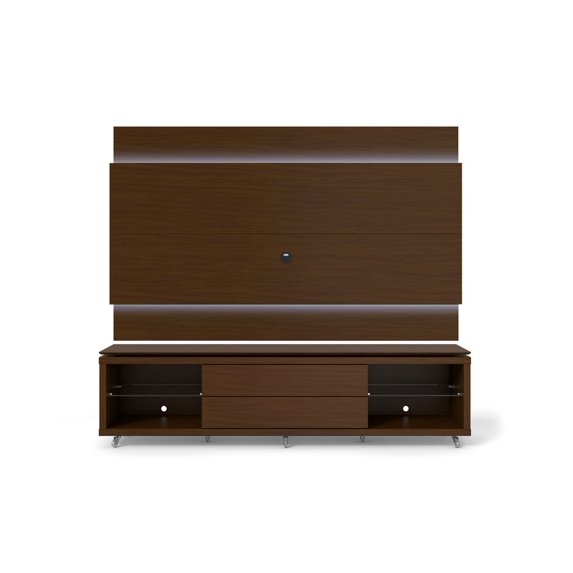 Manhattan Comfort Lincoln TV Stand with Silicone Casters and Lincoln Floating Wall TV Panel with LED Lights 1.9