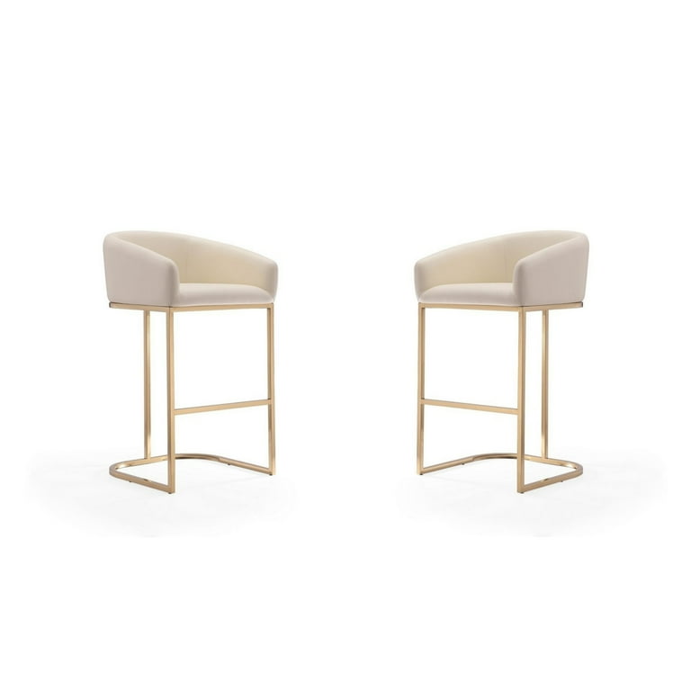 Manhattan Comfort Louvre Barstool Set of 2 Cream