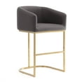 thumbnail image 1 of Manhattan Comfort Louvre 30" Faux Leather Barstool in Gray/Gold, 1 of 5