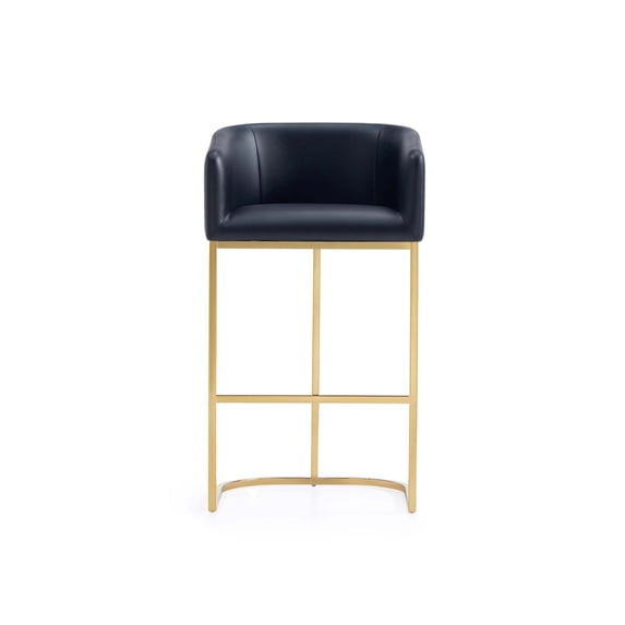 Manhattan Comfort Louvre Upholstered Barstool with Steel Base in Black