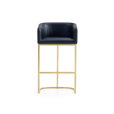 Manhattan Comfort Louvre Upholstered Barstool with Steel Base in Black
