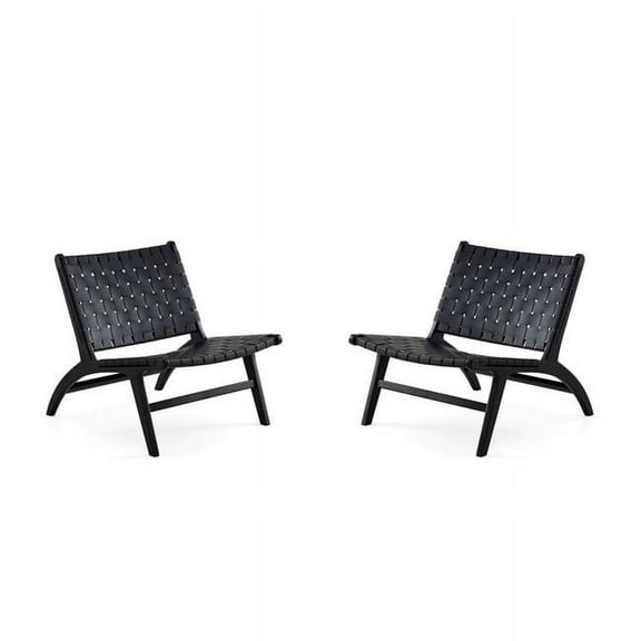 Manhattan Comfort Maintenon Modern Wood Accent Chair in Black (Set of 2)