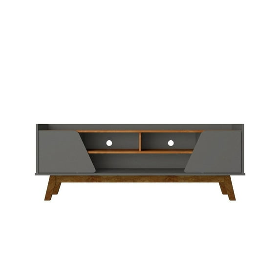Manhattan Comfort Marcus 62.99 TV Stand from Engineered Wood in Gray and Nature