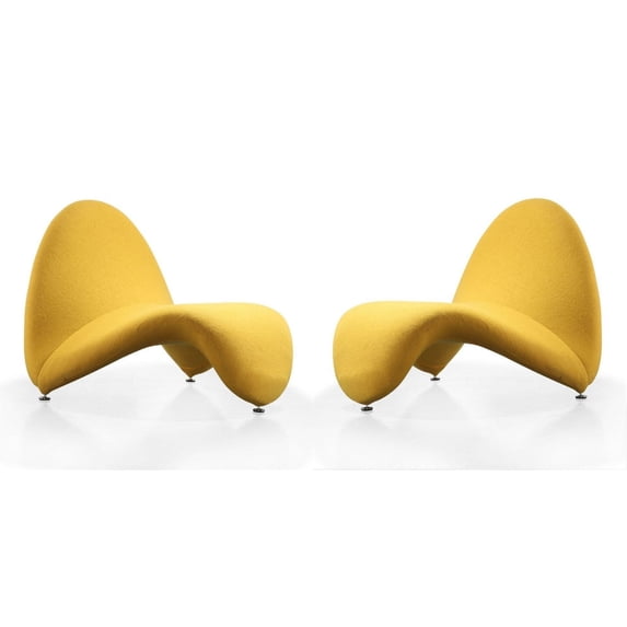 Manhattan Comfort MoMa Fabric Accent Chair in Yellow (Set of 2)