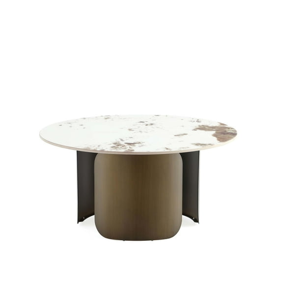 Manhattan Comfort Monica Modern Coffee Table with Stainless Steel Base in Gold