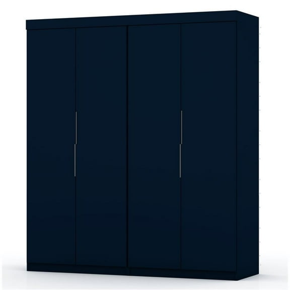 Manhattan Comfort Mulberry 2-Piece Wood Wardrobe Closet Set in Midnight Blue