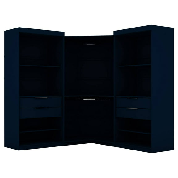 Manhattan Comfort Mulberry 3-Pc Wood Open Sectional Corner Closet Set in Blue