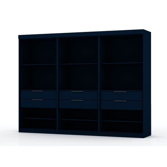 Manhattan Comfort Mulberry 3-Piece Wood Open Sectional Closet Set in Blue