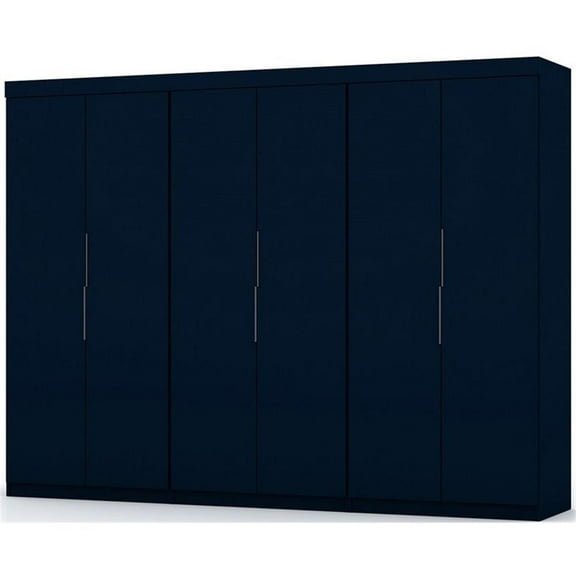 Manhattan Comfort Mulberry 3-Piece Wood Wardrobe Closet Set in Midnight Blue