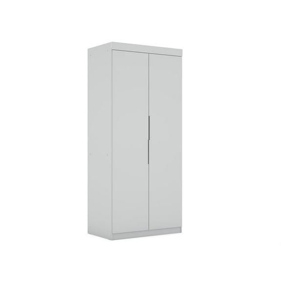 Manhattan Comfort Mulberry Wood Sectional Corner Wardrobe Closet in White