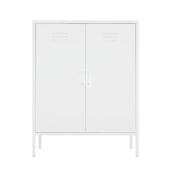 Naomi Modern 31.5 Accent Cabinet with 3 Adjustable Shelves in White