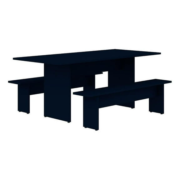 Manhattan Comfort NoMad 3-Piece Engineered Wood Dining Set Tatiana Midnight Blue