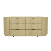 Olivia Modern 71.3 Double Dresser with 6 Drawers in Natural Oak and Gold