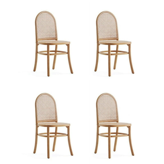 Manhattan Comfort Paragon 19.29" Wood Dining Chair in Natural (Set of 4)
