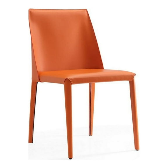 Manhattan Comfort Paris 17.32" Leather Dining Chair in Coral Orange (Set of 2)
