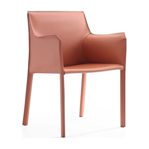 Manhattan Comfort Paris Saddle Leather Arm Chair in Clay Pink