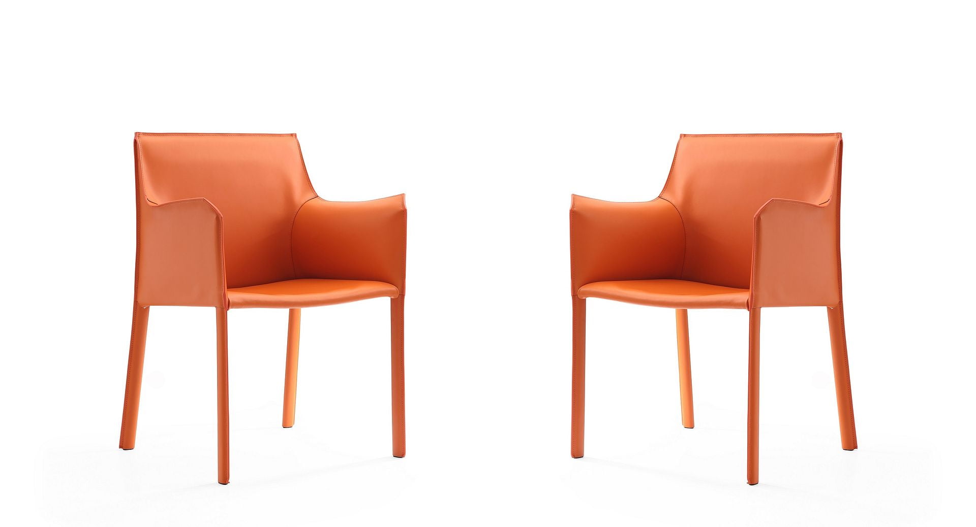 Paris Coral Saddle Leather Upholstered Metal Armchair