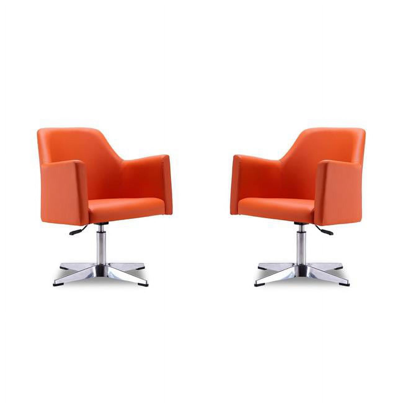Pelo Orange Faux Leather Swivel Accent Chair Set
