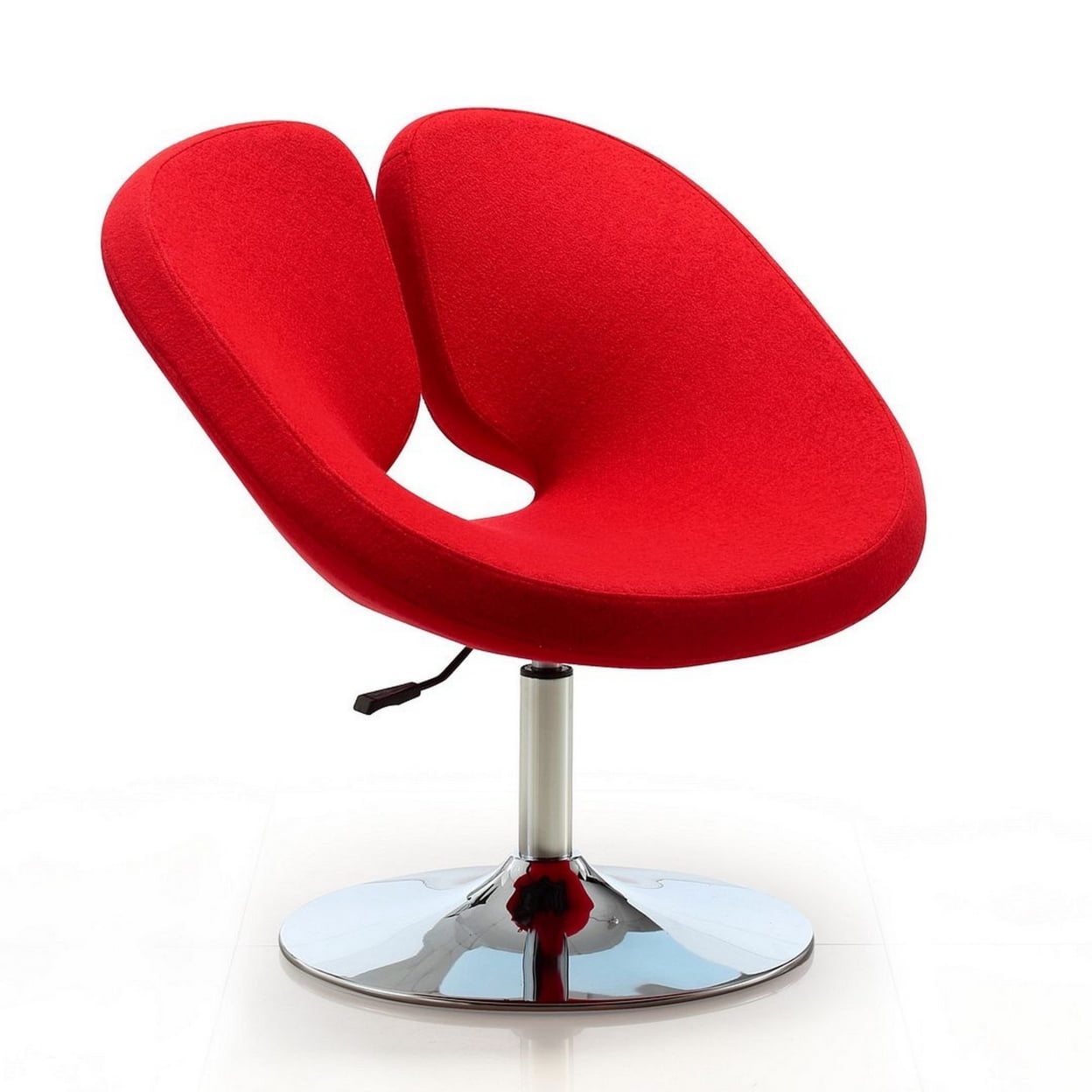 Red Wool Blend Adjustable Swivel Chair with Chrome Base