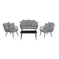 thumbnail image 1 of Manhattan Comfort Portofino Rope Wicker 4-Piece Patio Conversation Set with Cushions in Grey, 1 of 5