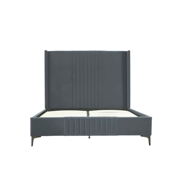 Manhattan Comfort Promenade Queen-Size Bed made from Solid Wood in Gray