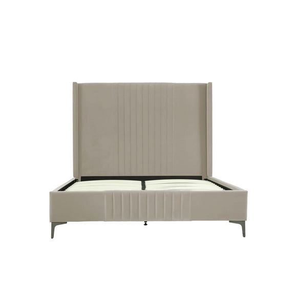 Manhattan Comfort Promenade Queen-Size Bed made from Solid Wood in Rustic Taupe