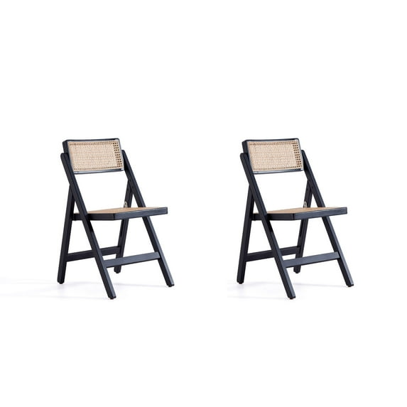 Manhattan Comfort Pullman 17.72" Wood Folding Dining Chair in Black (Set of 2)