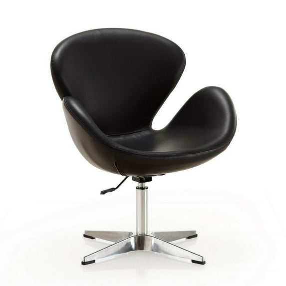 Manhattan Comfort Raspberry Faux Leather Height Adjustable Chair in Black
