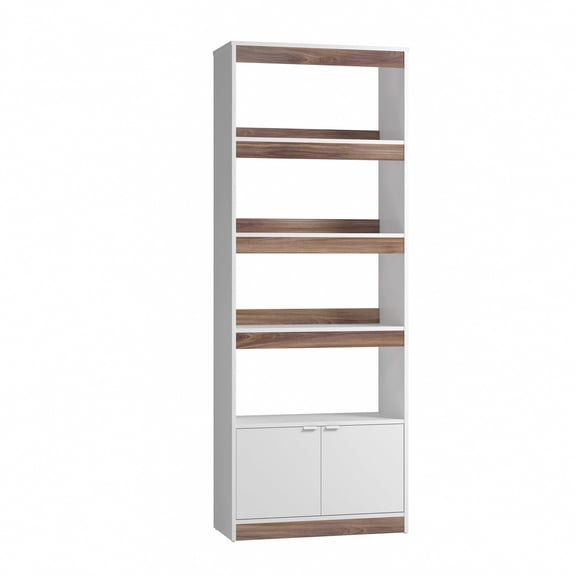 Manhattan Comfort Ratzer Bookcase from Engineered Wood in White and Brown