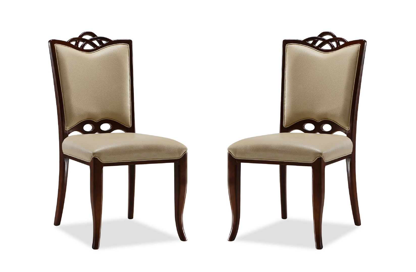 Regent Cream Faux Leather Dining Chairs with Beech Wood Frame, Set of 2