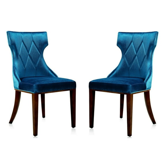 Manhattan Comfort Reine 18.5" Velvet Dining Chair in Cobalt Blue (Set of 2)