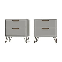 Manhattan Comfort Rockefeller 2-Drawer Wood Nightstand in Off White (Set of 2)